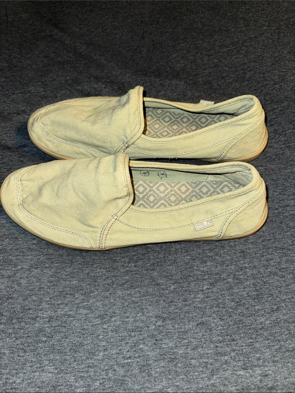 Sanuk Women's Slip-On Canvas Slippers in Olive Green